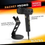 Pachet promo - ROVRA - Uscator de par Intense Negru + Suport uscator